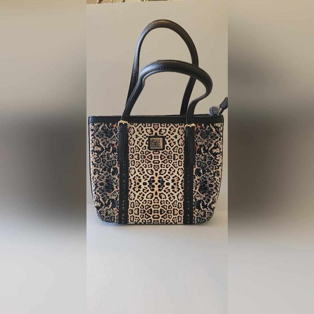 Ann Klein  Leapord print  faux Leather NWT handbag